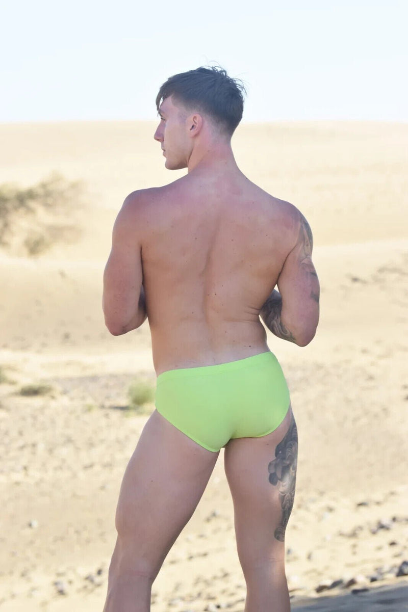 Swimwear SUKREW Torrent Swim Brief Unlined Rounded Contoured Pouch in Lime 425