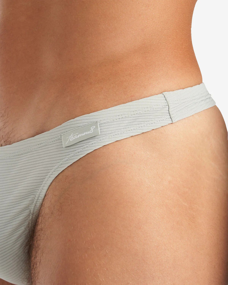 TEAMM8 Eclipse Thong With High - Hip Cut Silky Sheen Fabric Blue Fox 22