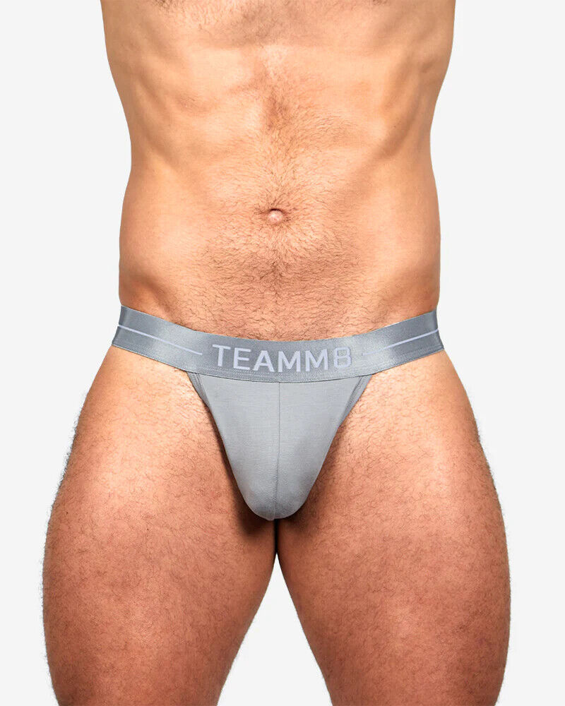 TEAMM8 ICON Thong Metallic Waistband Low-Rise G-String in Grey 5
