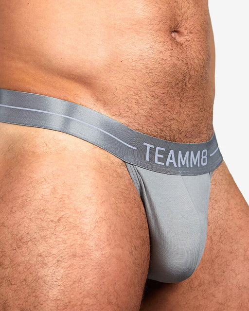TEAMM8 ICON Thong Metallic Waistband Low-Rise G-String in Grey 5