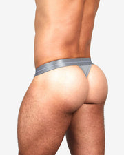 TEAMM8 ICON Thong Metallic Waistband Low-Rise G-String in Grey 5