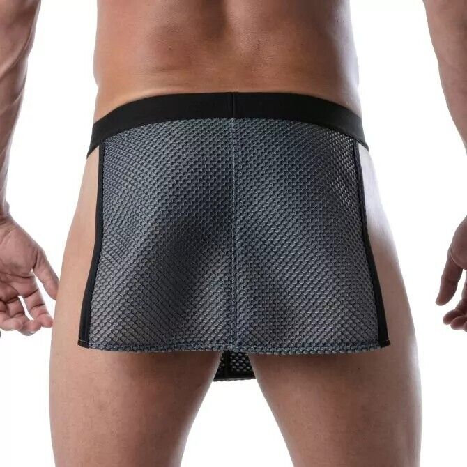 TOF PARIS 3D Waist Apron Mini Pockets Mesh Skirt in Grey 513