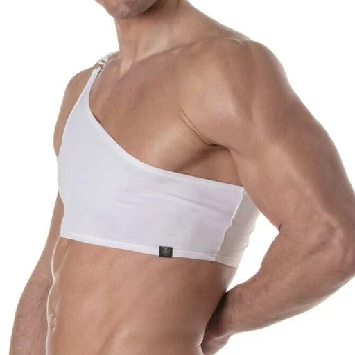 TOF PARIS Asymmetrical Half Tank Swim Chain Top Strap White 842