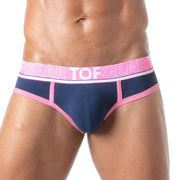 TOF PARIS Brief Champion Jacquards Bi - Stretch Cotton Low Rise Briefs Navy 972