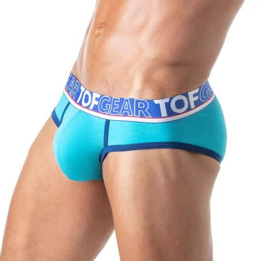 TOF PARIS Brief Champion Jacquards Bi - Stretch Cotton Low - Waisted Briefs Turquoise 282
