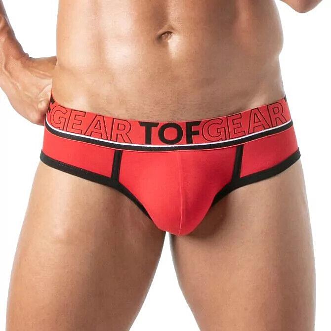 TOF PARIS Brief Champion Jacquards Cotton Bi - Stretch Low - Waisted Briefs Red 282