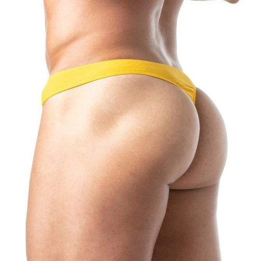 TOF PARIS Champion Bi-Stretch Thong Unlined Pre-Shaped Front Pouch Yellow 69