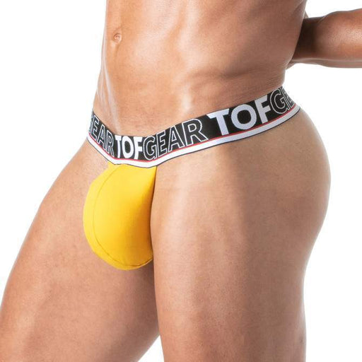 TOF PARIS Champion Stringless Thong Soft Cotton Generous Pouch Jaquard Yellow 701