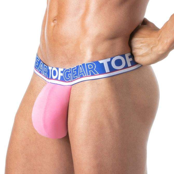 TOF PARIS Champion Stringless Thongs Soft Cotton Large Pouch Jaquard Pink 70
