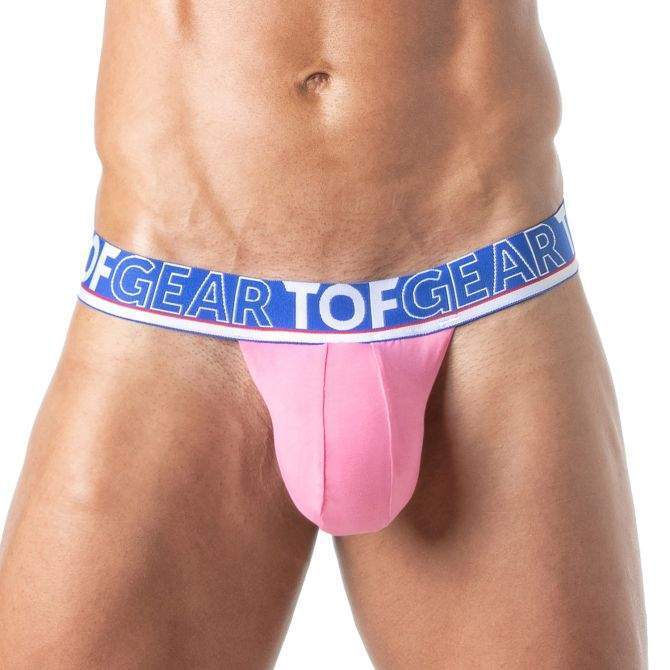 TOF PARIS Champion Stringless Thongs Soft Cotton Large Pouch Jaquard Pink 70