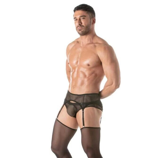 TOF PARIS Circuit Fishnet Garter Belt Set Mesh Black 892
