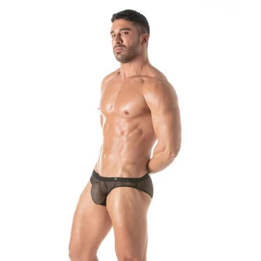 TOF PARIS Circuit Fishnet Mini Briefs Transparent Mesh Brief Black 871