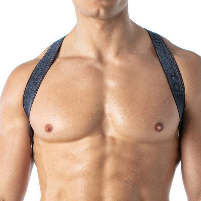 TOF PARIS Denim X-Harness Elasticated X-Shaped in Blue