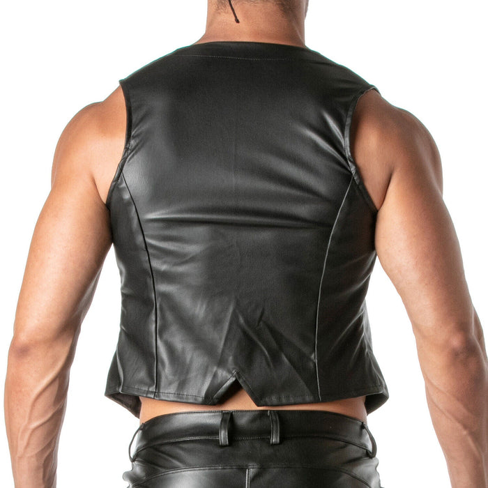 TOF PARIS Detachable Kinky Jacket Chain Vest in Faux Leather Tank Black 45