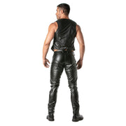 TOF PARIS Detachable Kinky Jacket Chain Vest in Faux Leather Tank Black 456