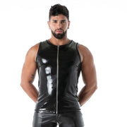 TOF PARIS Easy Zipped Tank Top 100% Latex Second - Skin Sleeveless Datex Black T12