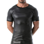 TOF PARIS Fetish T-Shirt Faux Leather Stretch Shirt Black 442