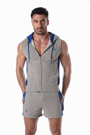 TOF PARIS Football Shorts Soccer Inspired Mid-Thigh Stretchy Short Gray