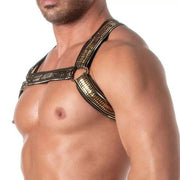 TOF PARIS Glitter Bulldog Elastic Harness Lurex Trim H - Shaped Sparkle Gold 531