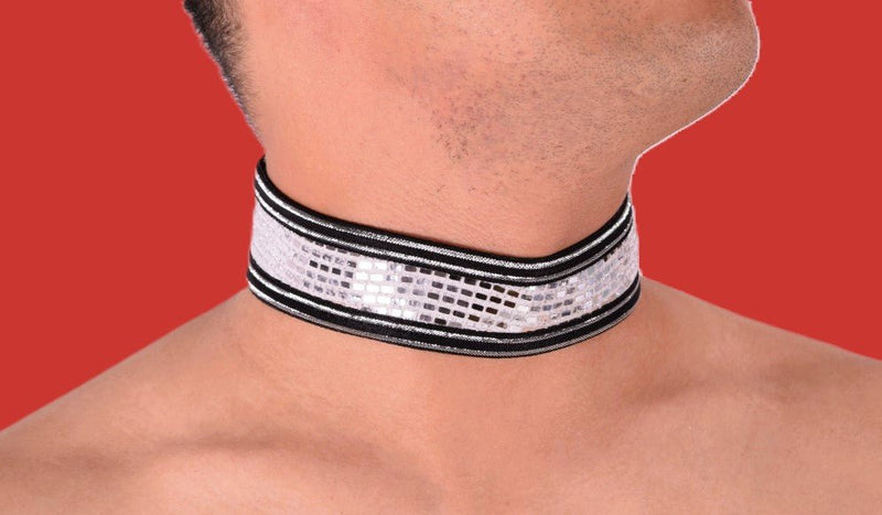 TOF PARIS Glitter Fashion Silver Collar Necklace Sequins Silver3