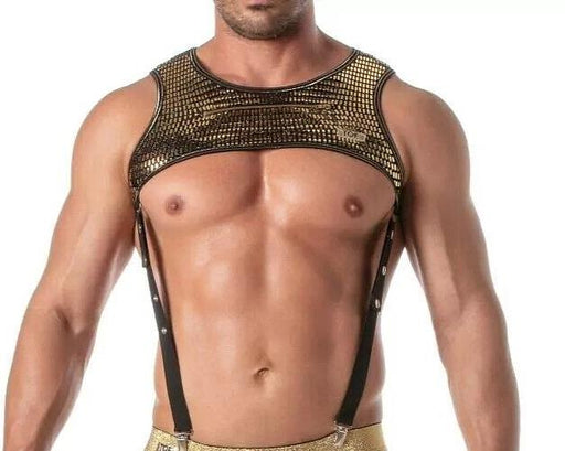 TOF PARIS Glitter Zipped Harness Deep Pocket Crop - Top Lurex Trim Gold 531