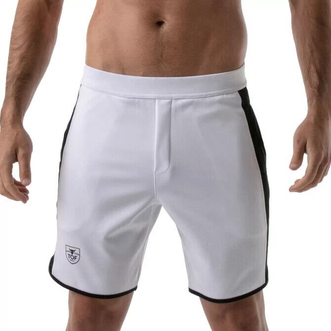 TOF PARIS Gym Long Shorts Antibacterial +50 UV Protection Sports Short White 123