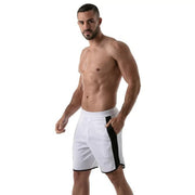 TOF PARIS Gym Long Shorts Antibacterial +50 UV Protection Sports Short White 124