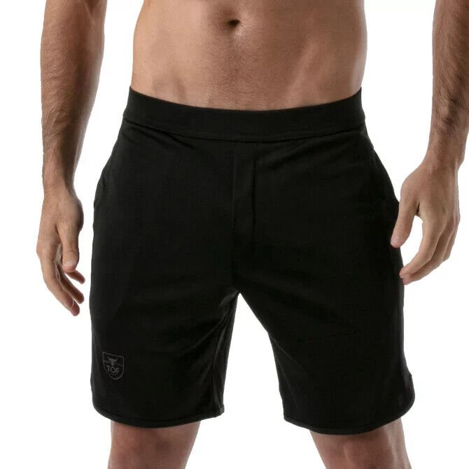 TOF PARIS Gym Long Sports Short With Antibacterial +50 UV Protection Black 124