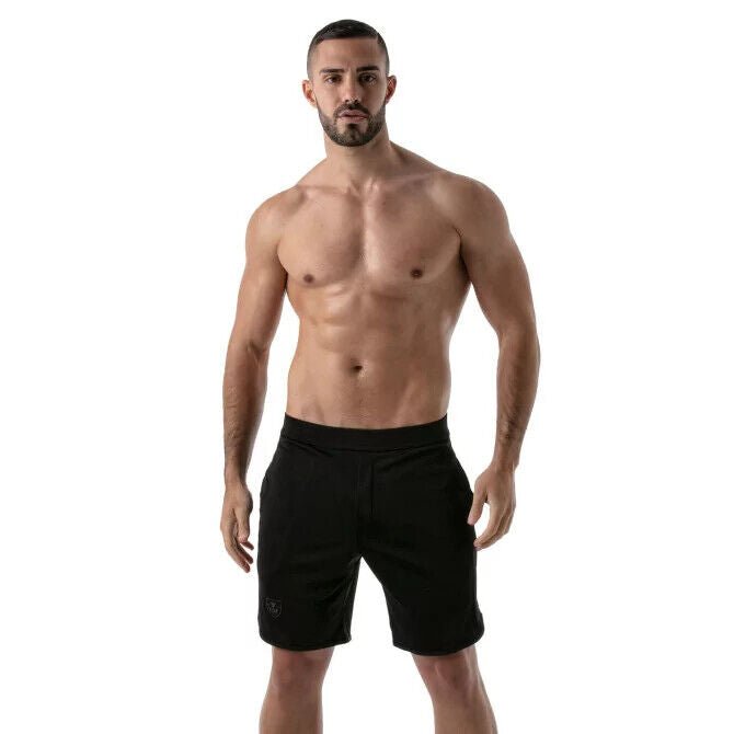 TOF PARIS Gym Long Sports Short With Antibacterial +50 UV Protection Black 123