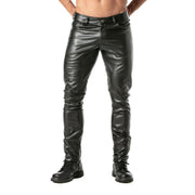 TOF PARIS Kinky Pants Low - Waisted Slim Fit Trousers Leather Look Suedette Lining3