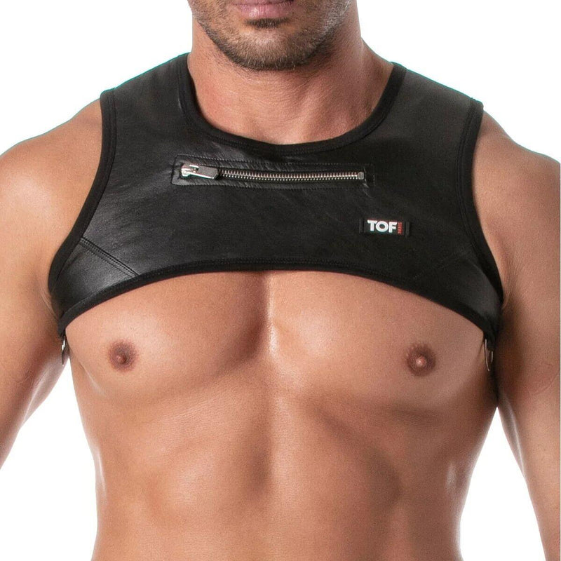 TOF PARIS Kinky Zipped Pocket Harness H - Shape Black Faux Leather 161