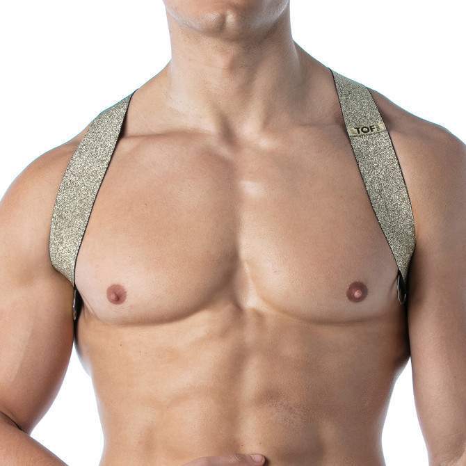 TOF PARIS Lurex X-Harness Magic Elasticated Party X-Shaped in Shiny Gold