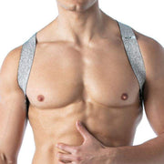 TOF PARIS Lurex X-Harness Magic Elasticated Party X-Shaped in Shiny Silver