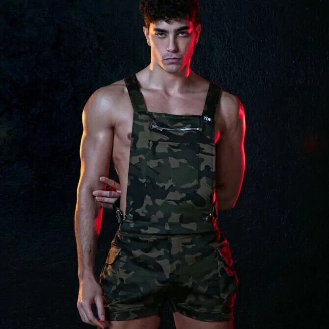 TOF PARIS Military Cargo Shorts 3 - in - 1 Adjustable Straps Overalls Short Army2