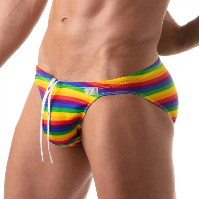 TOF PARIS Rainbow Bikini Swim Briefs Pride Stretch Swimwear 801
