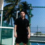 TOF PARIS Short - Sleeved Summer Lightweight Shirt Microfiber Black 504