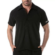 TOF PARIS Short - Sleeved Summer Lightweight Shirt Microfiber Black 501