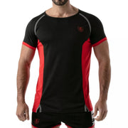 TOF PARIS Sports Gym Total Protection Muscle T-Shirt Antibacterial Black - Red 61