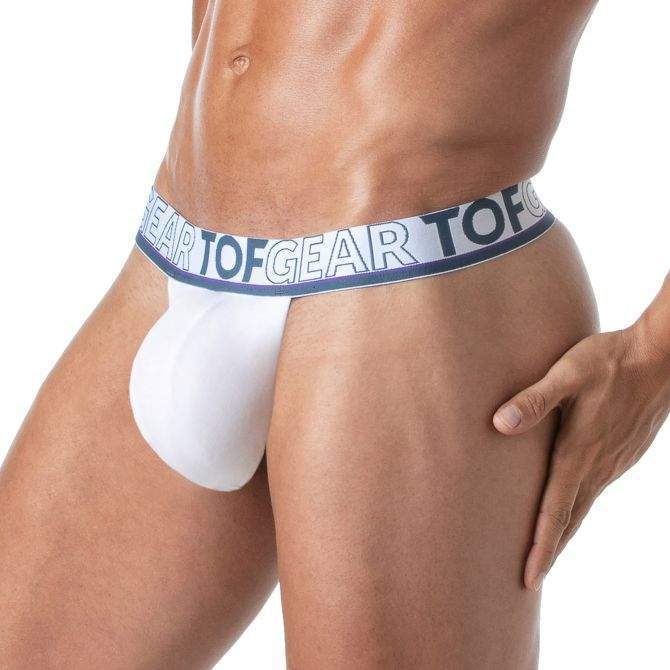 TOF PARIS Stringless Thongs Champion Soft Cotton Pouch Jacquard White 70