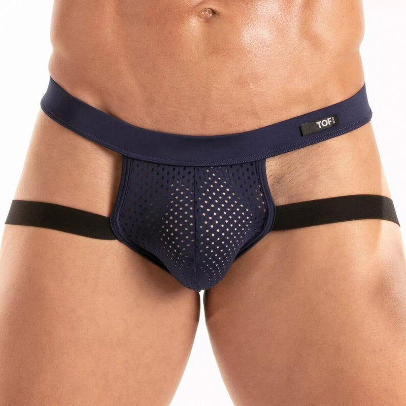 TOF PARIS Temptation Jock Stretchy Microfiber Breathable Front Pouch Navy 952