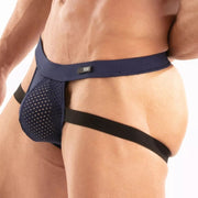 TOF PARIS Temptation Jock Stretchy Microfiber Breathable Front Pouch Navy 951