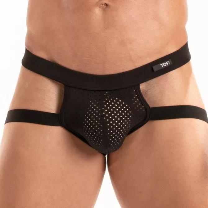 TOF PARIS Temptation Jock Stretchy Microfiber with Breathable Front Pouch Black1