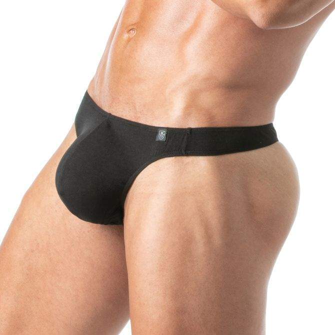TOF PARIS Thong Champion Bi-Stretch Unlined Thongs Shaped Pouch Black 71
