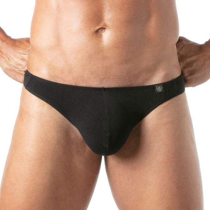 TOF PARIS Thong Champion Bi-Stretch Unlined Thongs Shaped Pouch Black 71