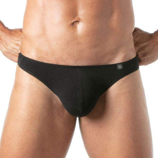 TOF PARIS Thong Champion Bi - Stretch Unlined Thongs Shaped Pouch Black 712