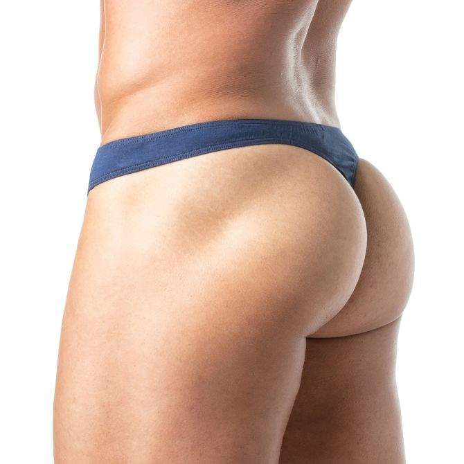 TOF PARIS Thongs Champion Bi-Stretch Unlined Thong Shaped Pouch Navy