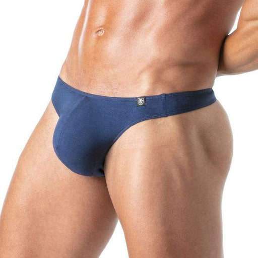 TOF PARIS Thongs Champion Bi - Stretch Unlined Thong Shaped Pouch Navy 711