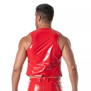 TOF PARIS Vinyl Chain Vest Removable Front Opening Jacket in Red 543