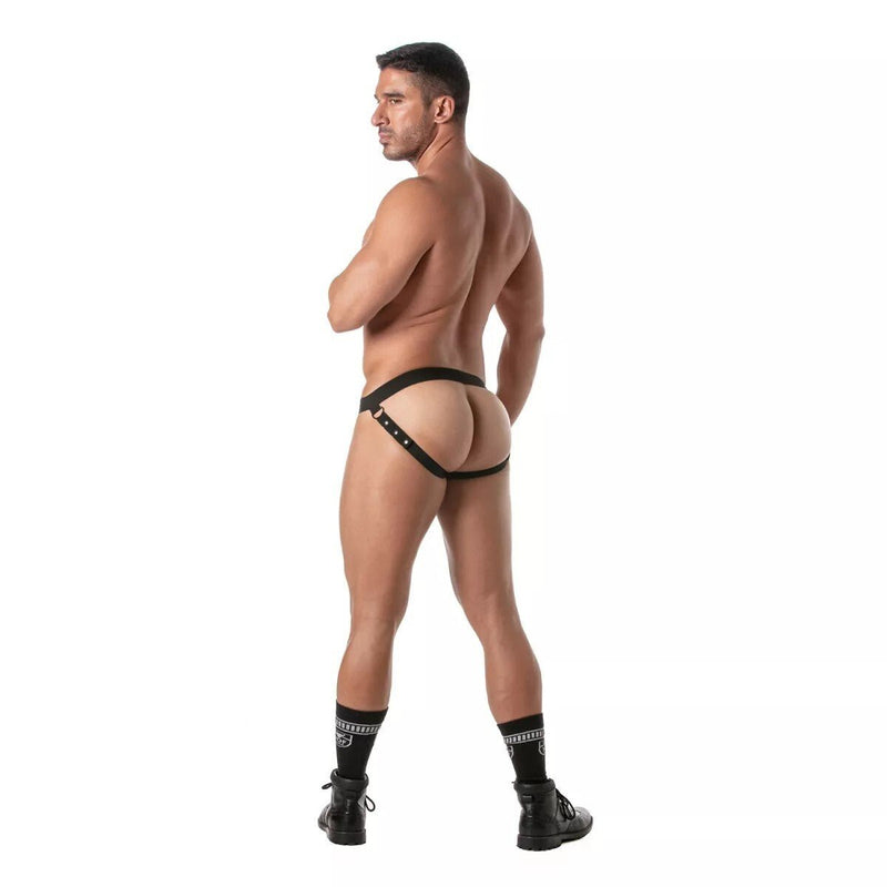 TOF PARIS Vinyl Snap Jockstrap Snap Buttons and Adjustable Straps Red Jock 1025