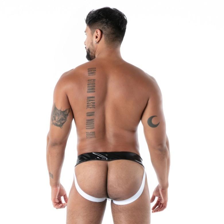 TOF PARIS Zipped Jock Latex Second Skin Datex Jockstrap Black T14